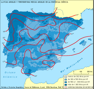 Comentario del mapa de la página 68 del libro de Geografía de España de 2º de Bachiller de la editorial Anaya.